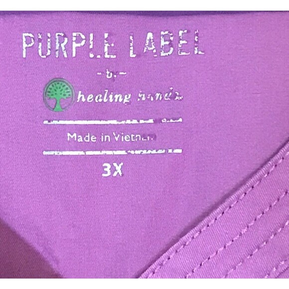 Purple Label by Healing Hands Scrub Top Women's 3X Plum Medical Vet Nurse Pocket - Picture 6 of 8